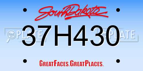 37H430 South Dakota License Plate