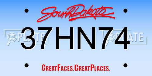 37HN74 South Dakota License Plate