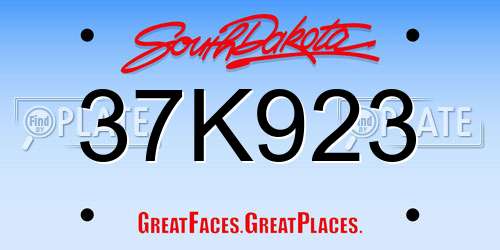 37K923 South Dakota License Plate
