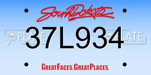 37L934 South Dakota License Plate