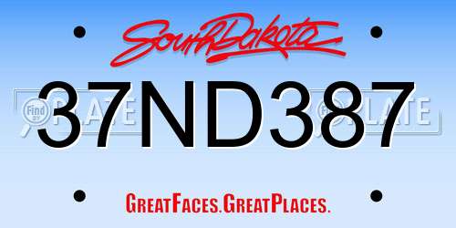 37ND387 South Dakota License Plate