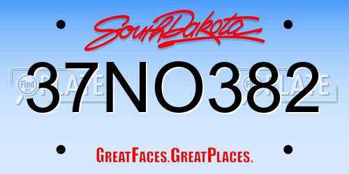 37NO382 South Dakota License Plate