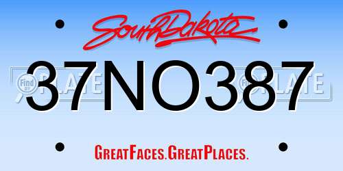 37NO387 South Dakota License Plate
