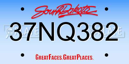 37NQ382 South Dakota License Plate