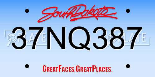 37NQ387 South Dakota License Plate