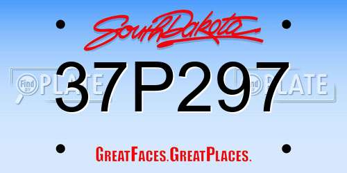 37P297 South Dakota License Plate