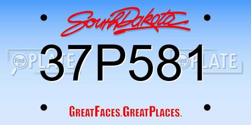 37P581 South Dakota License Plate