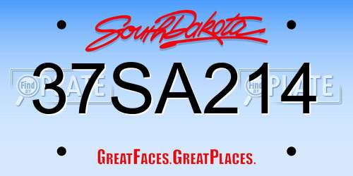37SA214 South Dakota License Plate