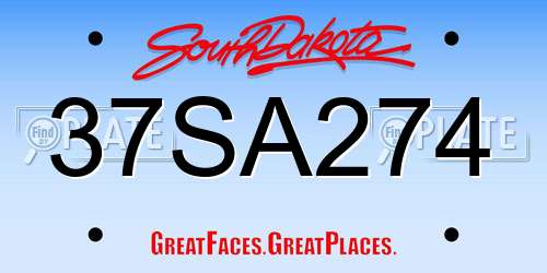37SA274 South Dakota License Plate