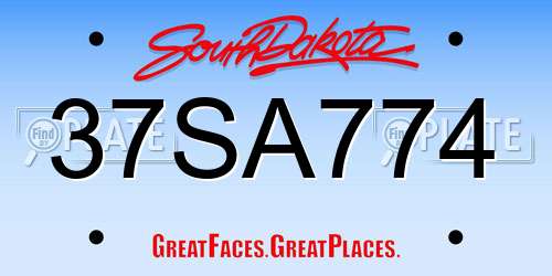 37SA774 South Dakota License Plate