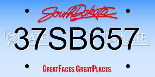 37SB657 South Dakota License Plate