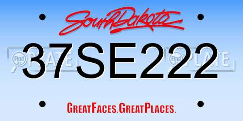37SE222 South Dakota License Plate