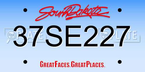 37SE227 South Dakota License Plate