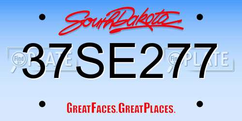 37SE277 South Dakota License Plate