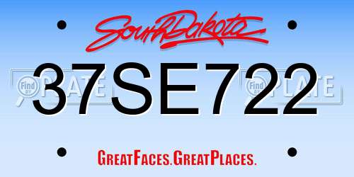 37SE722 South Dakota License Plate