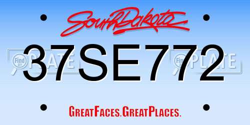 37SE772 South Dakota License Plate
