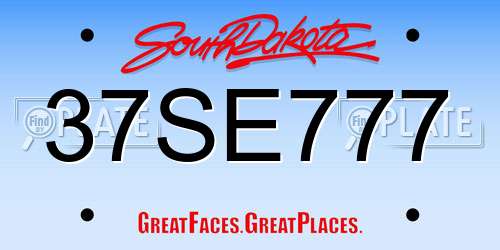 37SE777 South Dakota License Plate