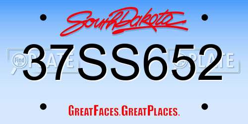 37SS652 South Dakota License Plate