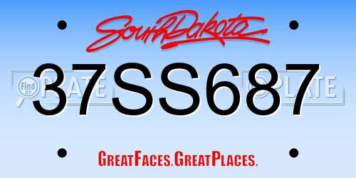 37SS687 South Dakota License Plate