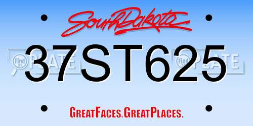 37ST625 South Dakota License Plate