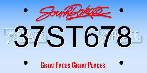 37ST678 South Dakota License Plate