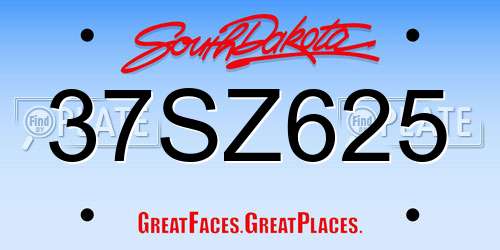37SZ625 South Dakota License Plate