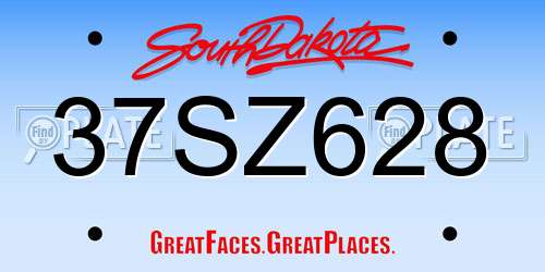 37SZ628 South Dakota License Plate