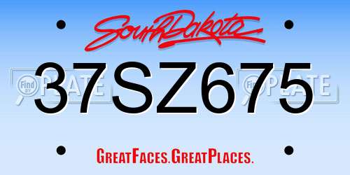 37SZ675 South Dakota License Plate