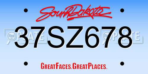 37SZ678 South Dakota License Plate