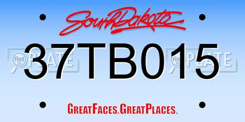 37TB015 South Dakota License Plate