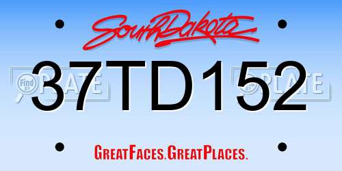 37TD152 South Dakota License Plate