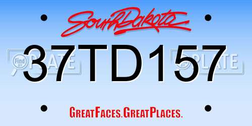 37TD157 South Dakota License Plate