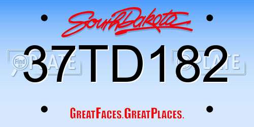 37TD182 South Dakota License Plate