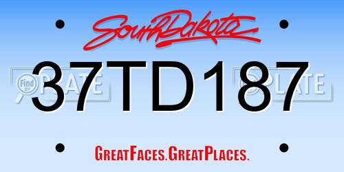 37TD187 South Dakota License Plate