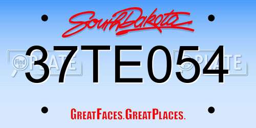37TE054 South Dakota License Plate