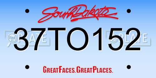 37TO152 South Dakota License Plate