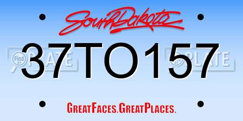 37TO157 South Dakota License Plate