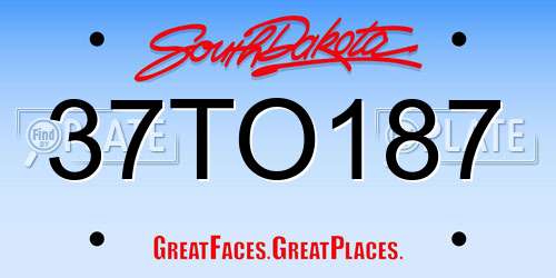 37TO187 South Dakota License Plate