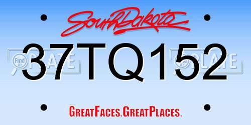 37TQ152 South Dakota License Plate