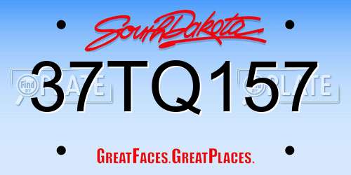 37TQ157 South Dakota License Plate