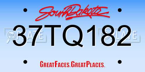 37TQ182 South Dakota License Plate