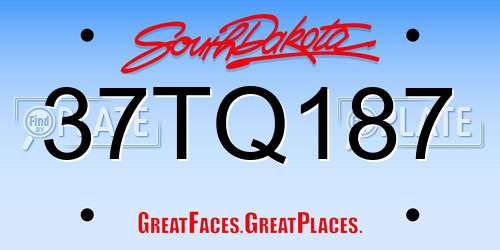 37TQ187 South Dakota License Plate