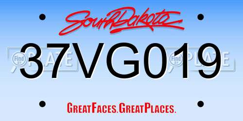 37VG019 South Dakota License Plate