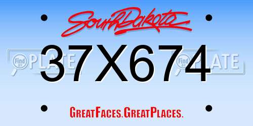 37X674 South Dakota License Plate