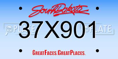 37X901 South Dakota License Plate