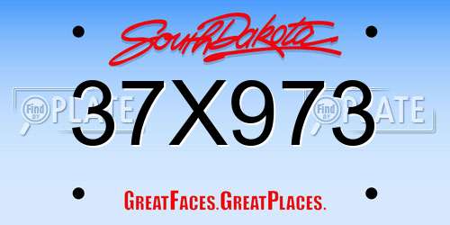 37X973 South Dakota License Plate