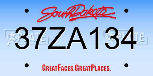 37ZA134 South Dakota License Plate