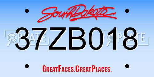 37ZB018 South Dakota License Plate
