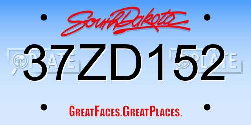 37ZD152 South Dakota License Plate