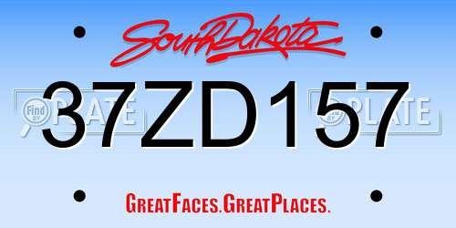 37ZD157 South Dakota License Plate